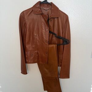 100% Lambskin Leather Ralph Lauren Black Tag suit sz4